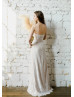 Strapless Ivory Lace Wedding Dress With Champagne Lining